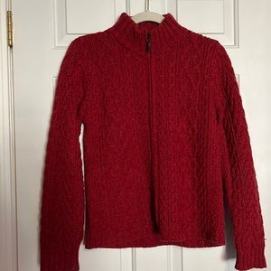 COPY - Red Cable Knit Cardigan Made in Ireland 100% Merino Wool S